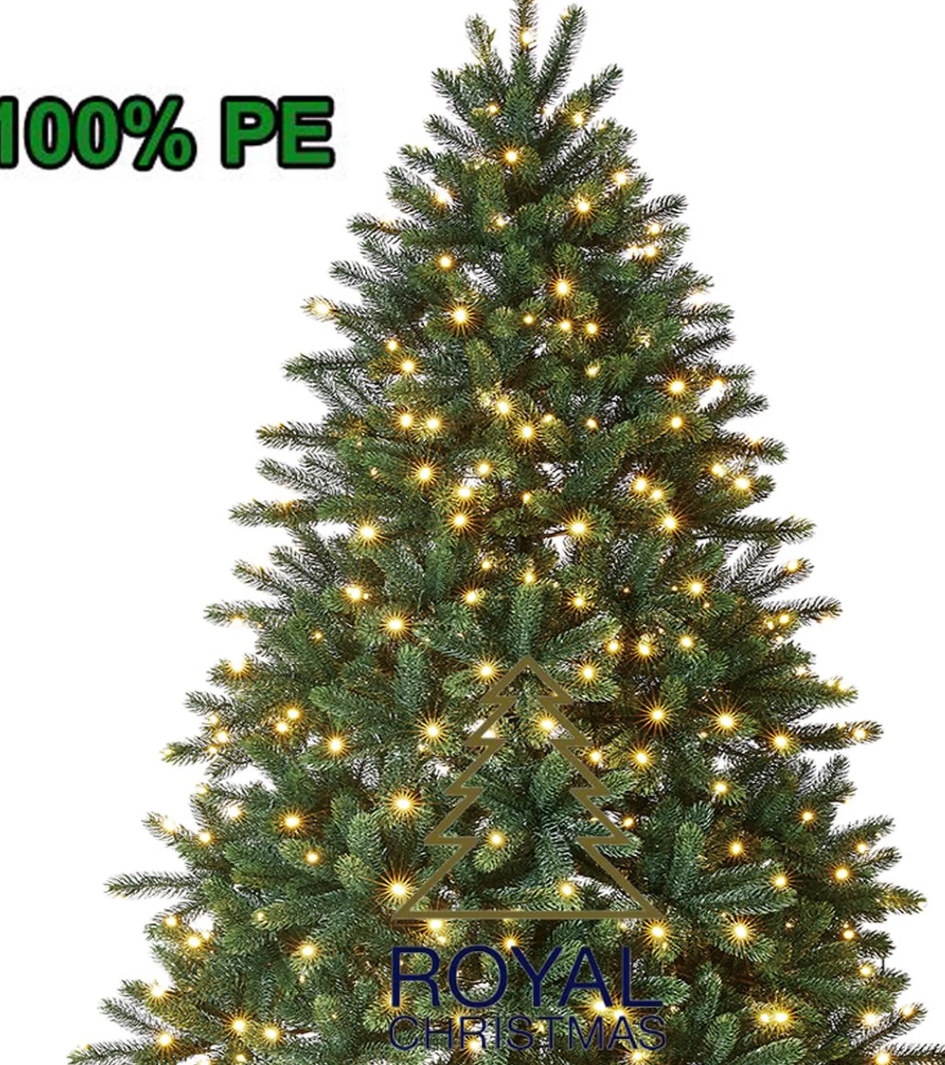 Royal Christmas - Kunstkerstboom - Hawaii Abies Nordmann Deluxe 100% Pe - Met 700 Warm Led Lampjes - Snelle Opbouw - Hoogte 240 Cm Best