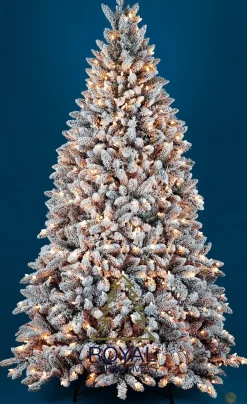 Royal Christmas - Sneeuw Kunstkerstboom - Flock Tree Deluxe - 500 Led Lampjes - Pvc 1658 Takken 210 Cm Cheap