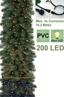 Royal Christmas Guirlandes>® - 3X Dakota Deluxe Guirlande - Lengte 540 Cm - 200 Warm Led Lampjes - Max. 3X Koppelbaar - Kerst Slinger - 600 Takken