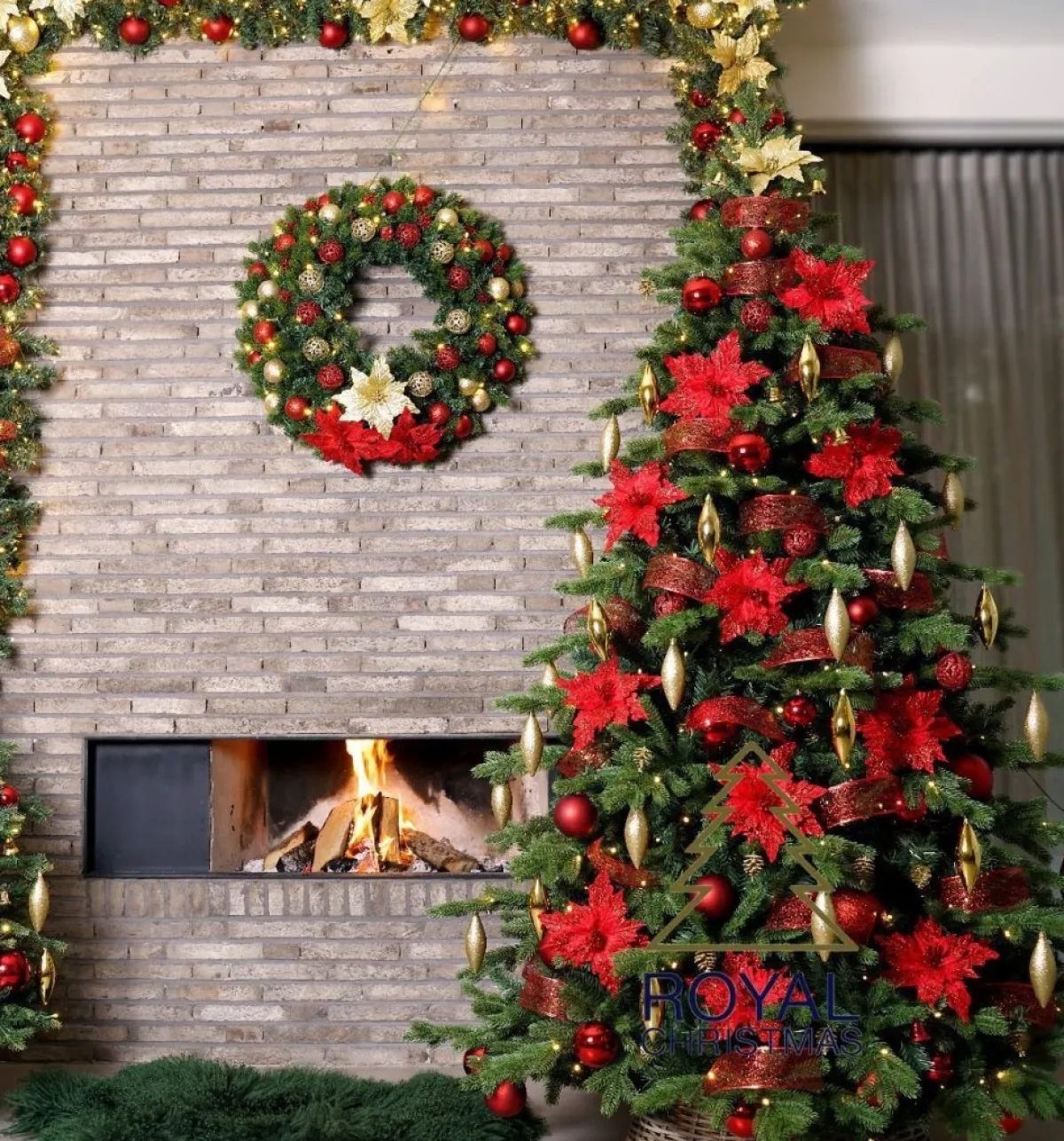 Royal Christmas Guirlandes> - 5X Kerstguirlandes Pvc 540 Cm - 70 Led Lampjes - Extra Vol 400 Takken