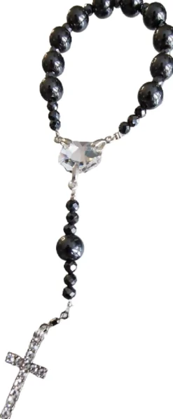 CrystalDesign Kerstkransen>Rozenkrans - Tientje - Paternoster, Gemaakt Met O.A. Swarovski Kristallen En Hematiet Kralen (Gebedssnoer, Kerst, Eerste Communie, Geloof, Ketting, Hanger, Kruisteken, Kruis, Meditatie, Mediteren, Gebed, Gebeden, Spiritueel)