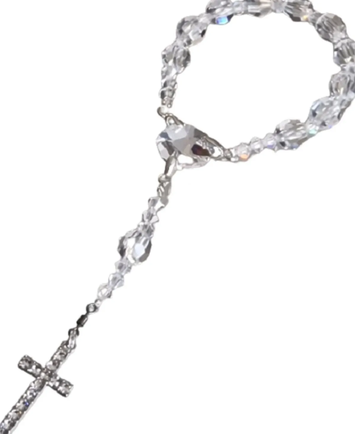 CrystalDesign Kerstkransen>Rozenkrans - Tientje - Paternoster, Gemaakt Met O.A. Swarovski Kristallen Transparant (Gebedssnoer, Kerst, Eerste Communie, Geloof, Ketting, Hanger, Kruisteken, Kruis, Meditatie, Mediteren, Gebed, Gebeden, Spiritueel)