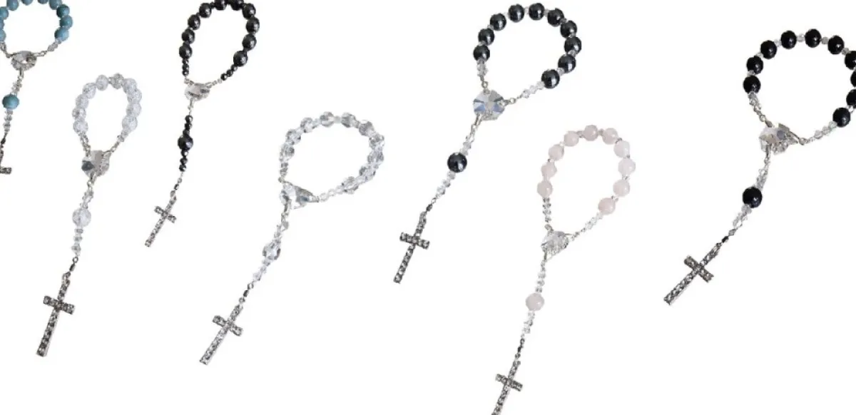 CrystalDesign Kerstkransen>Rozenkrans - Tientje - Paternoster, Gemaakt Met O.A. Swarovski Kristallen Transparant (Gebedssnoer, Kerst, Eerste Communie, Geloof, Ketting, Hanger, Kruisteken, Kruis, Meditatie, Mediteren, Gebed, Gebeden, Spiritueel)