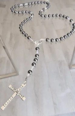 CrystalDesign Kerstkransen>Rozenkrans, Paternoster Gemaakt Met Hematiet En Kristallen Van Swarovski, Gebedssnoer, Rozenkransgebed, Kruisteken, Meditatie, Spiritueel, Geloof, Geloofsteken, Cadeau, Ketting, Kruis, Gebed, Gebedssnoer, Gebedsketting, Kerstpakket Cadeau