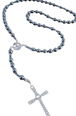 CrystalDesign Kerstkransen>Rozenkrans, Paternoster Gemaakt Met Hematiet Kralen En Kristal Van Swarovski, Gebedssnoer, Rozenkransgebed, Kruisteken, Meditatie, Spiritueel, Geloof, Geloofsteken, Cadeau, Ketting, Kruis, Gebed, Gebedssnoer, Gebedsketting, Kerstpakket Cadeau