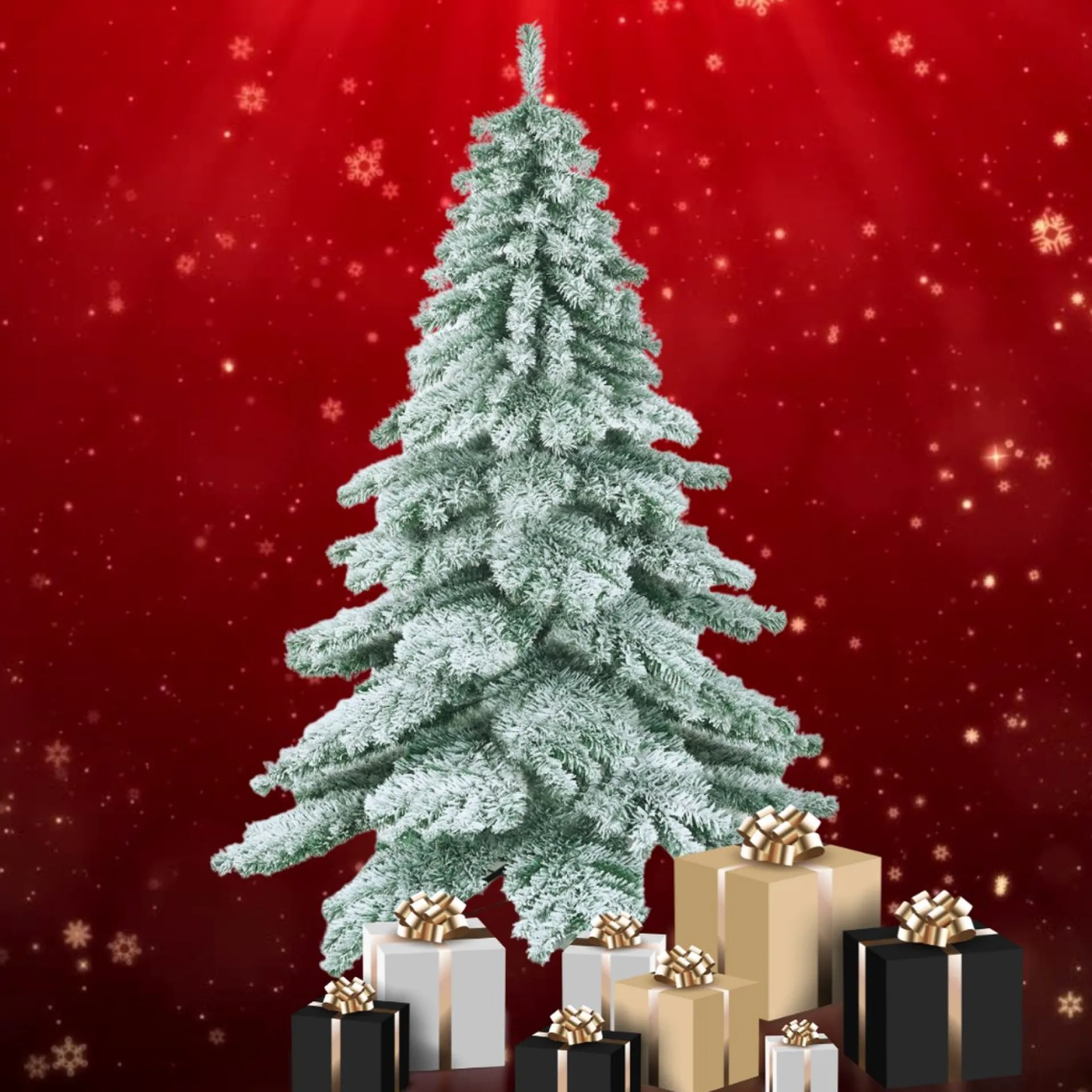 COAST™ Santa's - Kunstkerstboom - Met Sneeuwvlokken - 657 Takken - Groen En Wit - 180 Cm Best