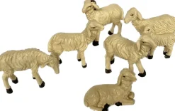 Merkloos Kerststallen>Schaapjes Voor Kerststal - Schaapjes Beeldjes - H=3,5 - 5 Cm - Set Van 6 Stuks