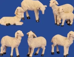 Merkloos Kerststallen>Schaapjes Voor Kerststal - Schaapjes Beeldjes - H=3,5 - 5 Cm - Set Van 6 Stuks