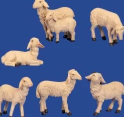 Merkloos Kerststallen>Schaapjes Voor Kerststal - Schaapjes Beeldjes - H=4 - 7 Cm - Set Van 6 Stuks