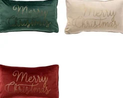 Sierkussen.nl Kerstkussens>Set Van 3 Kerst Sierkussens - Rood - Wit - Groen - Goud - 3X Merry Christmas - Inclusief Polyestervulling - Zachte Stoffen - Sfeerkussens