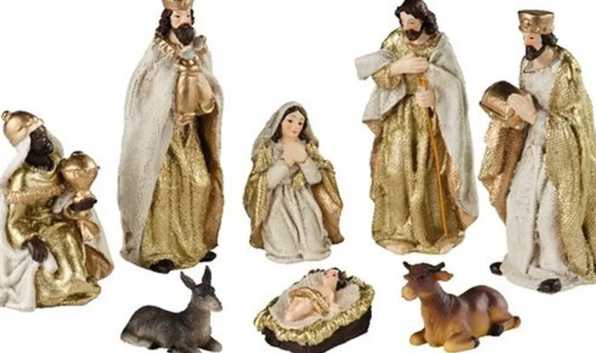 Decoris Kerststallen>Set Van 8 Stuks Kerststal Beelden / Kerstbeelden 12 Cm Kerstdecoratie - Kerststal Beeldjes / Beelden Kerstdecoraties