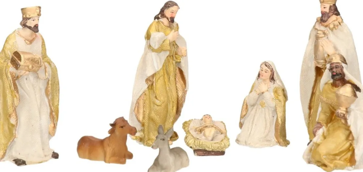 Decoris Kerststallen>Set Van 8 Stuks Kerststal Beelden / Kerstbeelden 12 Cm Kerstdecoratie - Kerststal Beeldjes / Beelden Kerstdecoraties