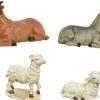 Bellatio Decorations Kerststallen>Set Van 4 Stuks Polystone Dierenbeeldjes Os, Ezel En Schapen 12 Cm - Polystone Dieren / Kerststal Dierenbeeldjes