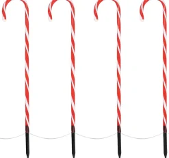 ecd-Germany Set Van 5 Tuinpluggen 73X400 Cm Met 56Led Warm Wit Plastic Outlet