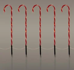 ecd-Germany Set Van 5 Tuinpluggen 73X400 Cm Met 56Led Warm Wit Plastic Outlet