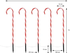 ecd-Germany Set Van 5 Tuinpluggen 73X400 Cm Met 56Led Warm Wit Plastic Outlet