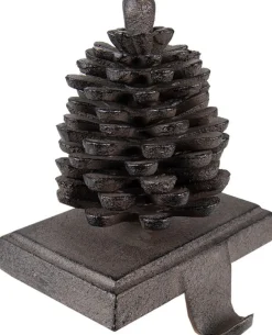 Trendybywave Kerstsokken>Set Van 2 X Haak Kerstsok Dennenappel 11X9X13 Cm Bruin Ijzer