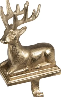 Trendybywave Kerstsokken>Set Van 2 X Haak Kerstsok Rendier 21 Cm Goudkleurig Aluminium