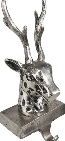 Trendybywave Kerstsokken>Set Van 2 X Haak Kerstsok Rendier 28 Cm Zilverkleurig Aluminium