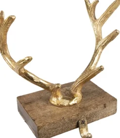 Trendybywave Kerstsokken>Set Van 2 X Haak Kerstsok 21 Cm Goudkleurig Aluminium Gewei