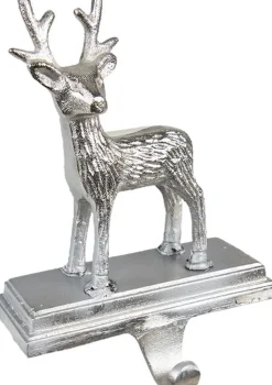 Trendybywave Kerstsokken>Set Van 2 X Haak Kerstsok Rendier 21 Cm Zilverkleurig Aluminium