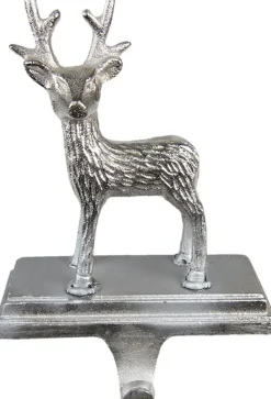 Trendybywave Kerstsokken>Set Van 2 X Haak Kerstsok Rendier 21 Cm Zilverkleurig Aluminium