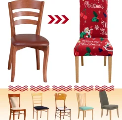 Merkloos Set Van 6-Kerst Stoelhoezen, Stoelhoes Feestelijke Cover Decoratie Beschermer Stoelhoes Party Restaurant Stoelhoes Best