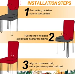 Merkloos Set Van 6-Kerst Stoelhoezen, Stoelhoes Feestelijke Cover Decoratie Beschermer Stoelhoes Party Restaurant Stoelhoes Best