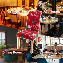 Merkloos Set Van 6-Kerst Stoelhoezen, Stoelhoes Feestelijke Cover Decoratie Beschermer Stoelhoes Party Restaurant Stoelhoes Best