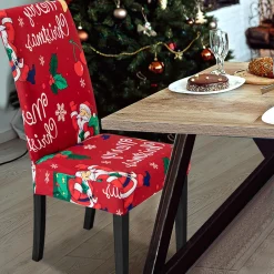 Merkloos Set Van 6-Kerst Stoelhoezen, Stoelhoes Feestelijke Cover Decoratie Beschermer Stoelhoes Party Restaurant Stoelhoes Best