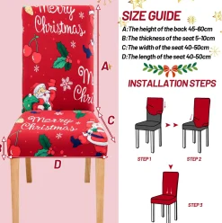 Merkloos Set Van 6-Kerst Stoelhoezen, Stoelhoes Feestelijke Cover Decoratie Beschermer Stoelhoes Party Restaurant Stoelhoes Best