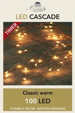 Anna's Collection Set Van 3X Stuks Cascade Draadverlichting Lichtsnoer Met 100 Lampjes Warm Wit Met 10 Lichtdraden - Kerstverlichting Cheap