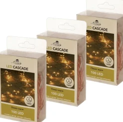 Anna's Collection Set Van 4X Stuks Cascade Draadverlichting Lichtsnoer Met 100 Lampjes Warm Wit Met 10 Lichtdraden - Kerstverlichting Store