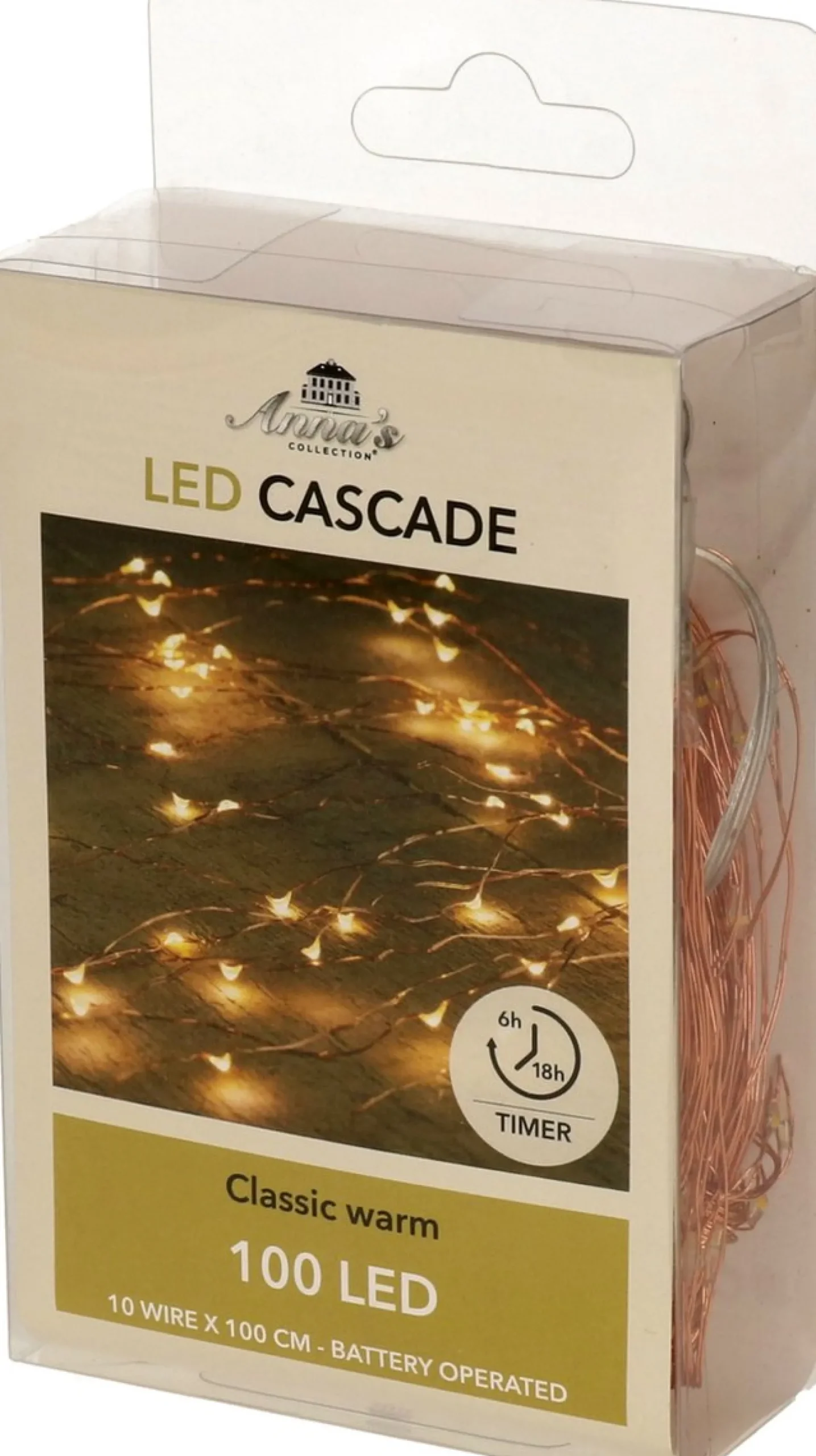 Anna's Collection Set Van 4X Stuks Cascade Draadverlichting Lichtsnoer Met 100 Lampjes Warm Wit Met 10 Lichtdraden - Kerstverlichting Store