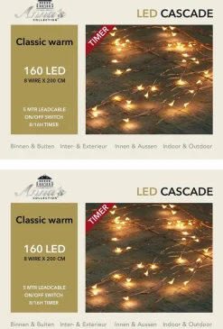 Anna's Collection Set Van 3X Stuks Cascade Draadverlichting Lichtsnoer Met 160 Lampjes Warm Wit Met 8 Lichtdraden - Lichtsnoeren - Kerstverlichting Shop