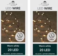 Anna's Collection Set Van 2X Stuks Draadverlichting Lichtsnoer Met 20 Lampjes Warm Wit 100 Cm - Lichtdraden/Lichtsnoeren - Kerstverlichting Discount