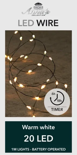 Anna's Collection Set Van 2X Stuks Draadverlichting Lichtsnoer Met 20 Lampjes Warm Wit 100 Cm - Lichtdraden/Lichtsnoeren - Kerstverlichting Discount