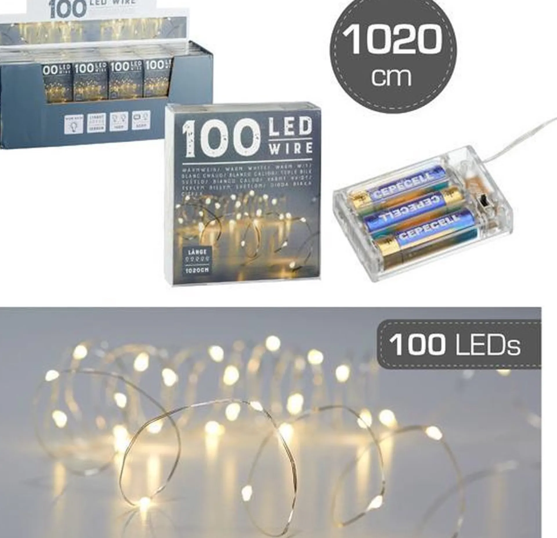Merkloos Set Van 2X Stuks Draadverlichting Lichtsnoer Met 100 Lampjes Warm Wit Op Batterij 1000 Cm Shop
