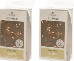 Anna's Collection Set Van 2X Stuks Draadverlichting Lichtsnoer Met 40 Lampjes Warm Wit 200 Cm - Lichtdraden/Lichtsnoeren - Kerstverlichting Best Sale