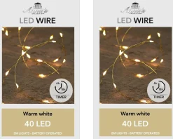 Anna's Collection Set Van 2X Stuks Draadverlichting Lichtsnoer Met 40 Lampjes Warm Wit 200 Cm - Lichtdraden/Lichtsnoeren - Kerstverlichting Best Sale