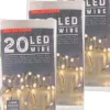 Merkloos Set Van 3X Stuks Draadverlichting Lichtsnoer Met 20 Lampjes Warm Wit 220 Cm - Lichtdraden/Lichtsnoeren - Kerstverlichting Flash Sale