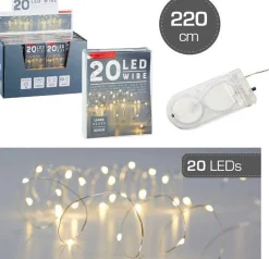 Merkloos Set Van 3X Stuks Draadverlichting Lichtsnoer Met 20 Lampjes Warm Wit 220 Cm - Lichtdraden/Lichtsnoeren - Kerstverlichting Flash Sale