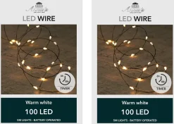 Anna's Collection Set Van 2X Stuks Draadverlichting Lichtsnoer Met 100 Lampjes Warm Wit 500 Cm - Lichtdraden/Lichtsnoeren - Kerstverlichting Flash Sale