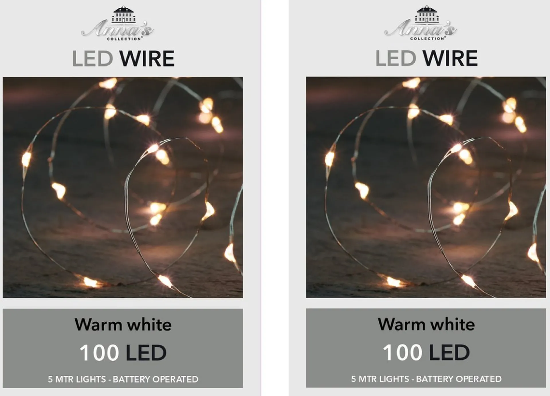 Anna's Collection Set Van 2X Stuks Draadverlichting Lichtsnoer Met 100 Lampjes Warm Wit 500 Cm - Lichtdraden/Lichtsnoeren - Kerstverlichting Store