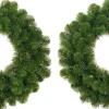 Mica Decorations Kerstkransen>Set Van 2X Stuks Groene Kerstkransen/Deurkransen 45 Cm - Kerstversiering/Kerstdecoratie Kransen/Voordeur Kransen