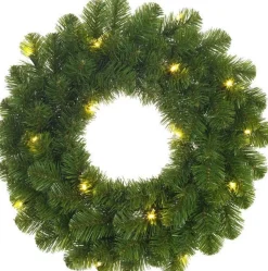 Mica Decorations Kerstkransen>Set Van 2X Stuks Groene Verlichte Kerstkransen/Deurkransen Met 30 Leds 60 Cm - Kransen Met Verlichting/Kerstverlichting