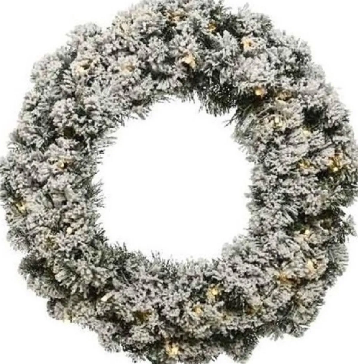 Decoris Kerstkransen>Set Van 2X Stuks Groen/Witte Kerstkrans 60 Cm Imperial Met Kunstsneeuw En Led-Lichtjes - Kerstkransen Kerstversieringen/Kerstdecoraties