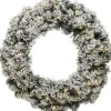 Decoris Kerstkransen>Set Van 2X Stuks Groen/Witte Kerstkrans 50 Cm Imperial Met Kunstsneeuw En Led-Lichtjes - Kerstkransen Kerstversieringen/Kerstdecoraties