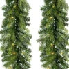 Decoris Guirlandes>Set Van 2X Stuks Kerst Dennenslinger/Dennenguirlandes Groen Met Twinkelende Verlichting 270 Cm - Kerstslingers