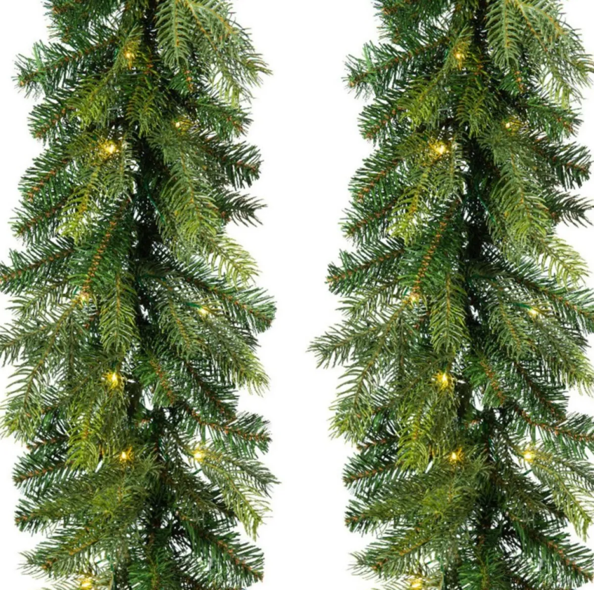 Decoris Guirlandes>Set Van 2X Stuks Kerst Dennenslinger/Dennenguirlandes Groen Met Twinkelende Verlichting 270 Cm - Kerstslingers